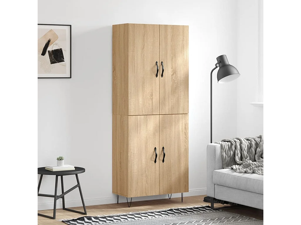 Buffet haut Chêne sonoma 69,5x34x180 cm Bois d'ingénierie QWE26134