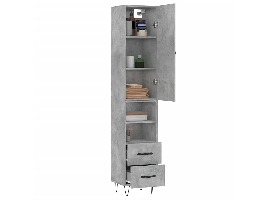 Highboard,Kommode Betongrau 34,5x34x180 cm Holzwerkstoff -gkd860706