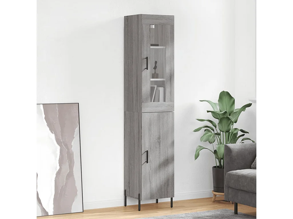 Buffet haut Sonoma gris 34,5x34x180 cm Bois d'ingénierie QWE58737
