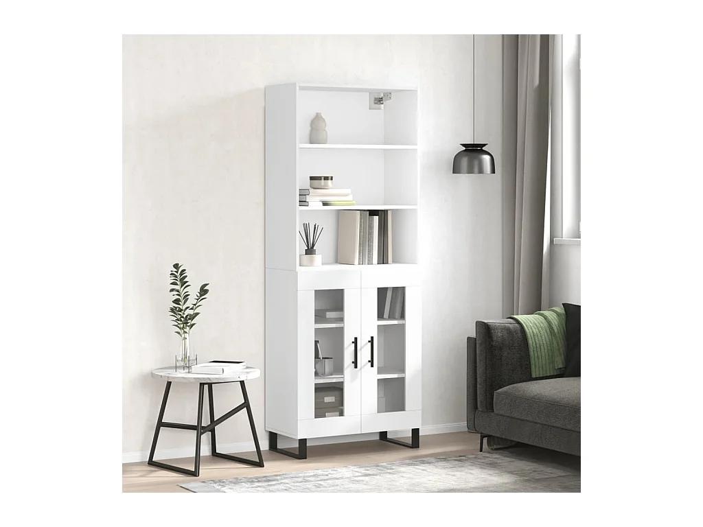 Buffet haut Blanc 69,5x34x180 cm Bois d'ingénierie QWE27398