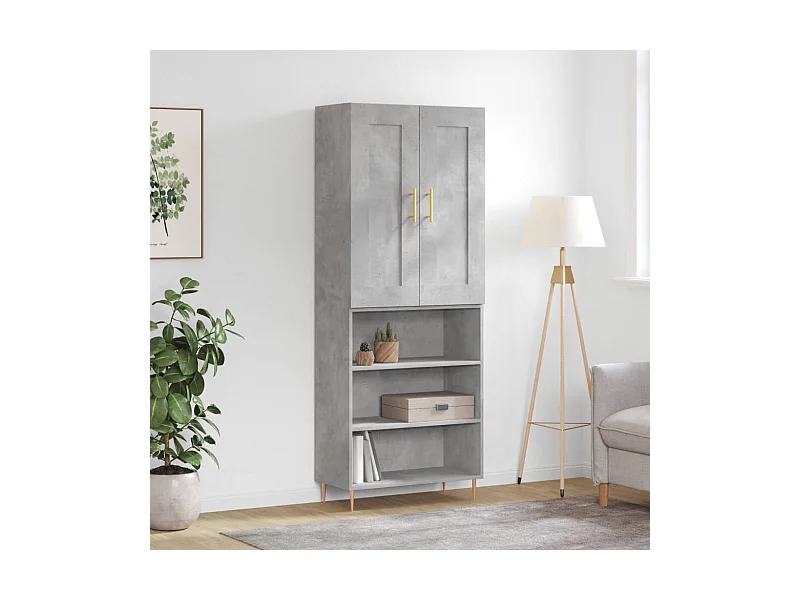 Aparador alto 69,5x34x180 cm derivados de madeira cinza cimento PT723269