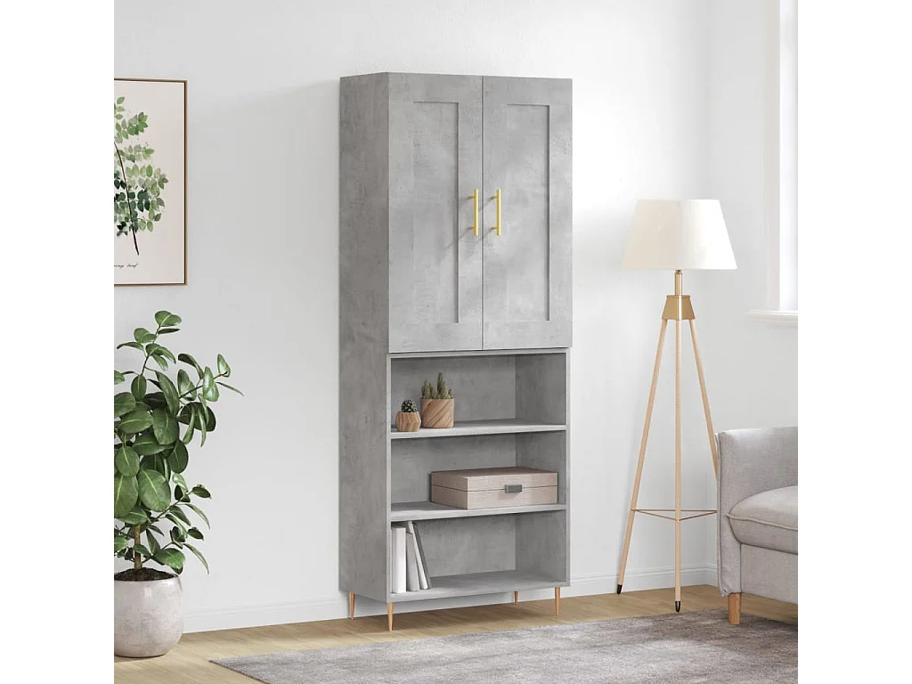 Aparador alto 69,5x34x180 cm derivados de madeira cinza cimento PT723269