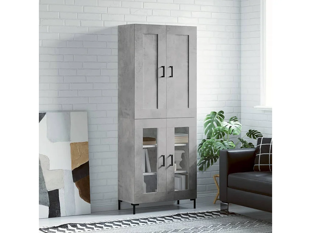 Highboard,Kommode Betongrau 69,5x34x180 cm Holzwerkstoff -gkd264200