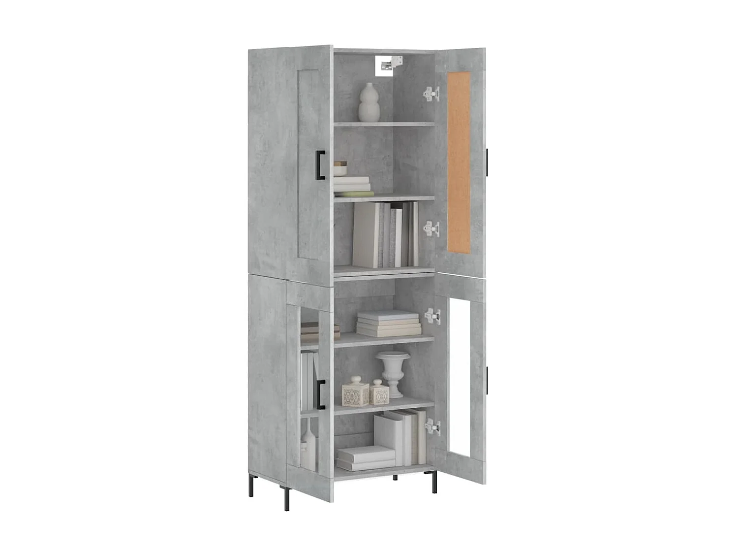 Highboard,Kommode Betongrau 69,5x34x180 cm Holzwerkstoff -gkd264200