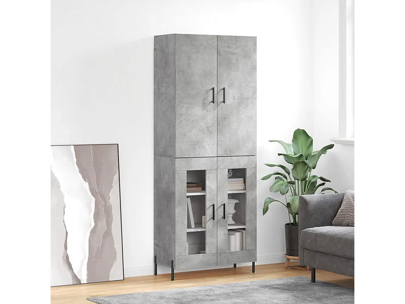 Aparador alto 69,5x34x180 cm derivados de madeira cinza cimento PT569986