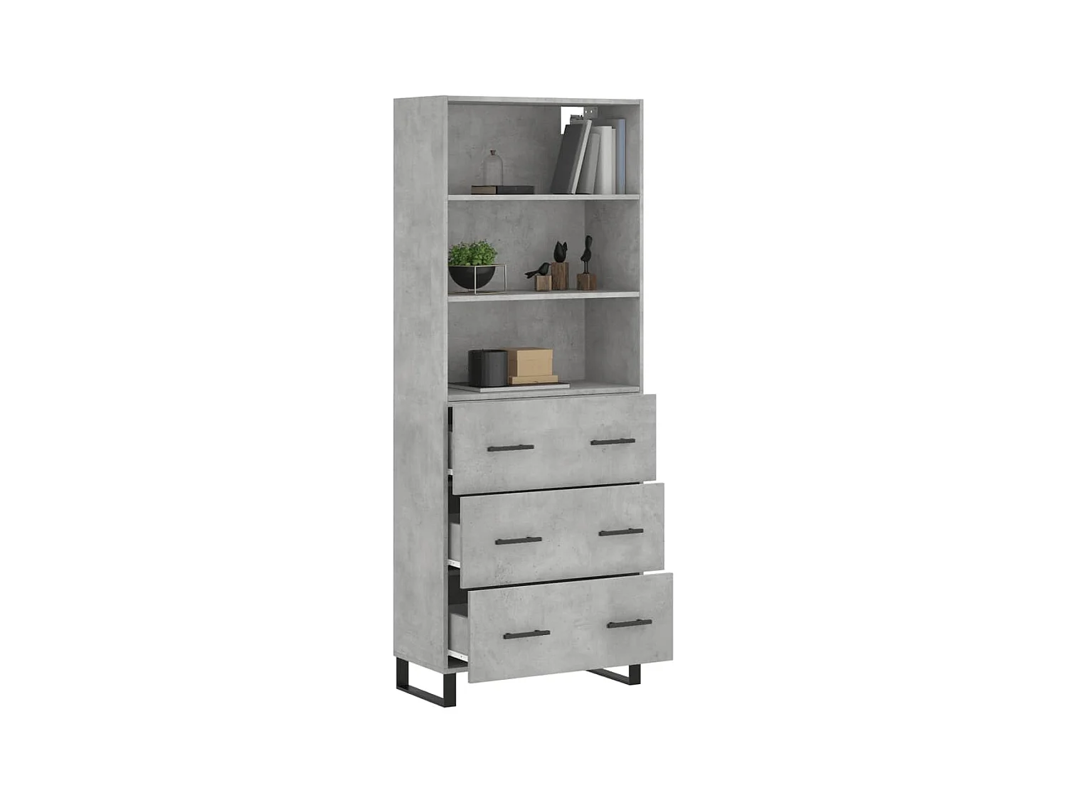 Highboard,Kommode Betongrau 69,5x34x180 cm Holzwerkstoff -gkd837372