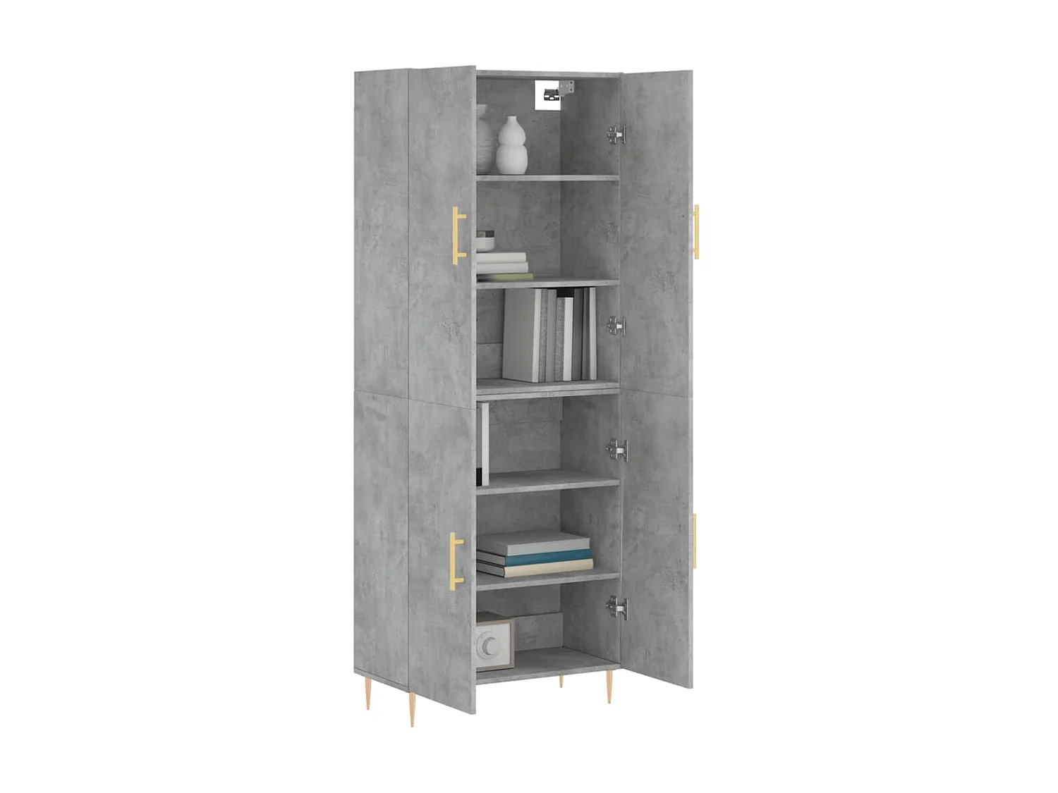 Buffet haut Gris béton 69,5x34x180 cm Bois d'ingénierie QWE82935