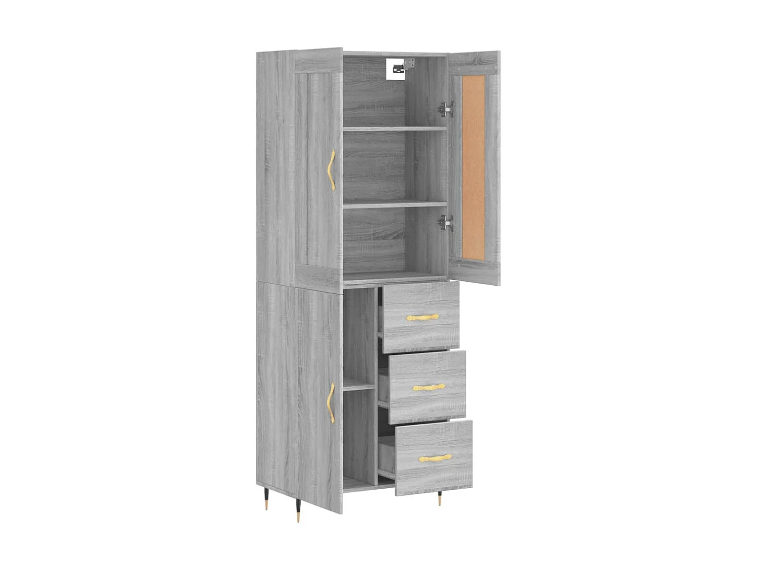 Hoge kast 69,5x34x180 cm bewerkt hout grijs sonoma eikenkleurig NL106800
