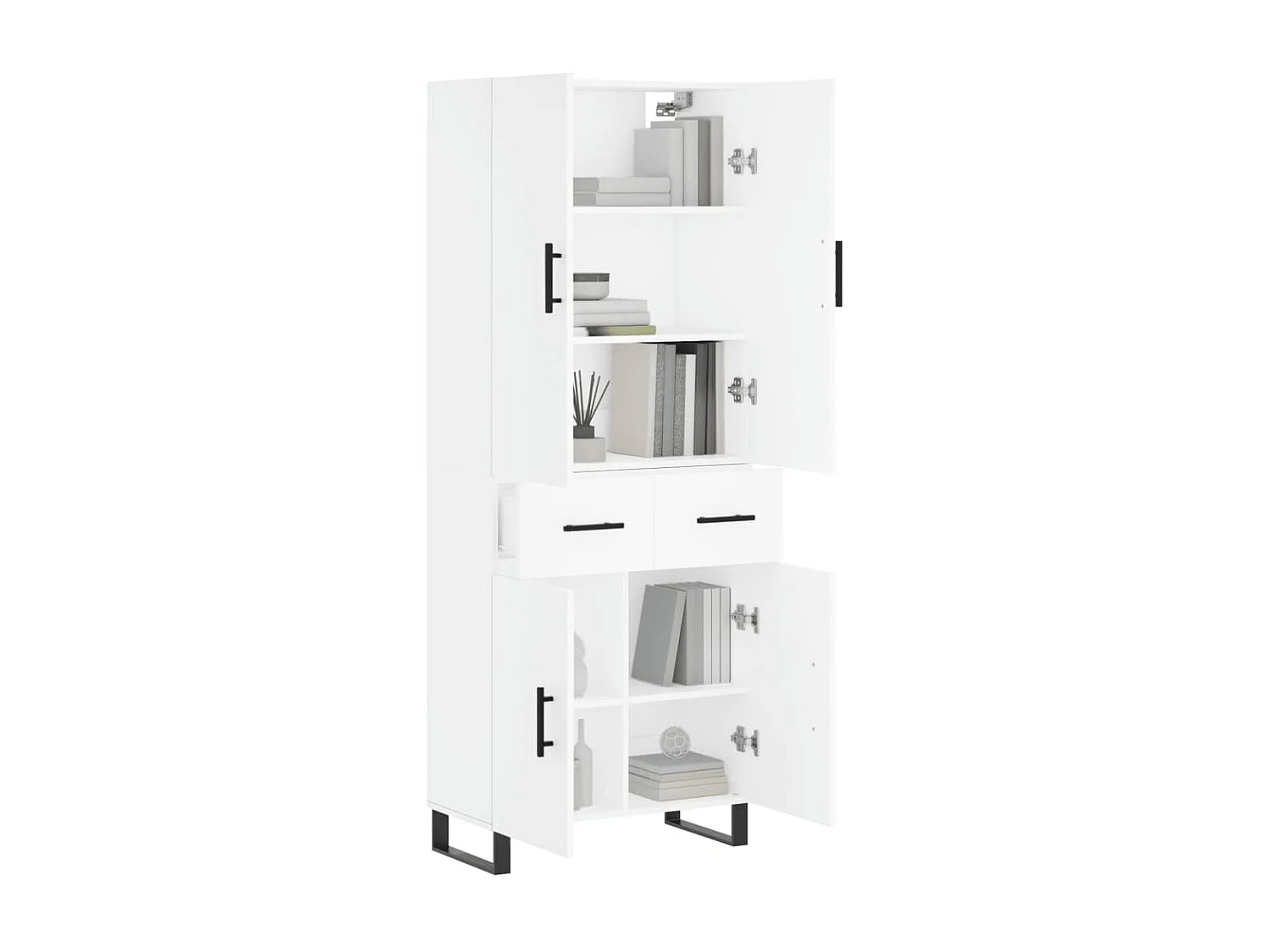 Highboard,Kommode Weiß 69,5x34x180 cm Holzwerkstoff -gkd70347