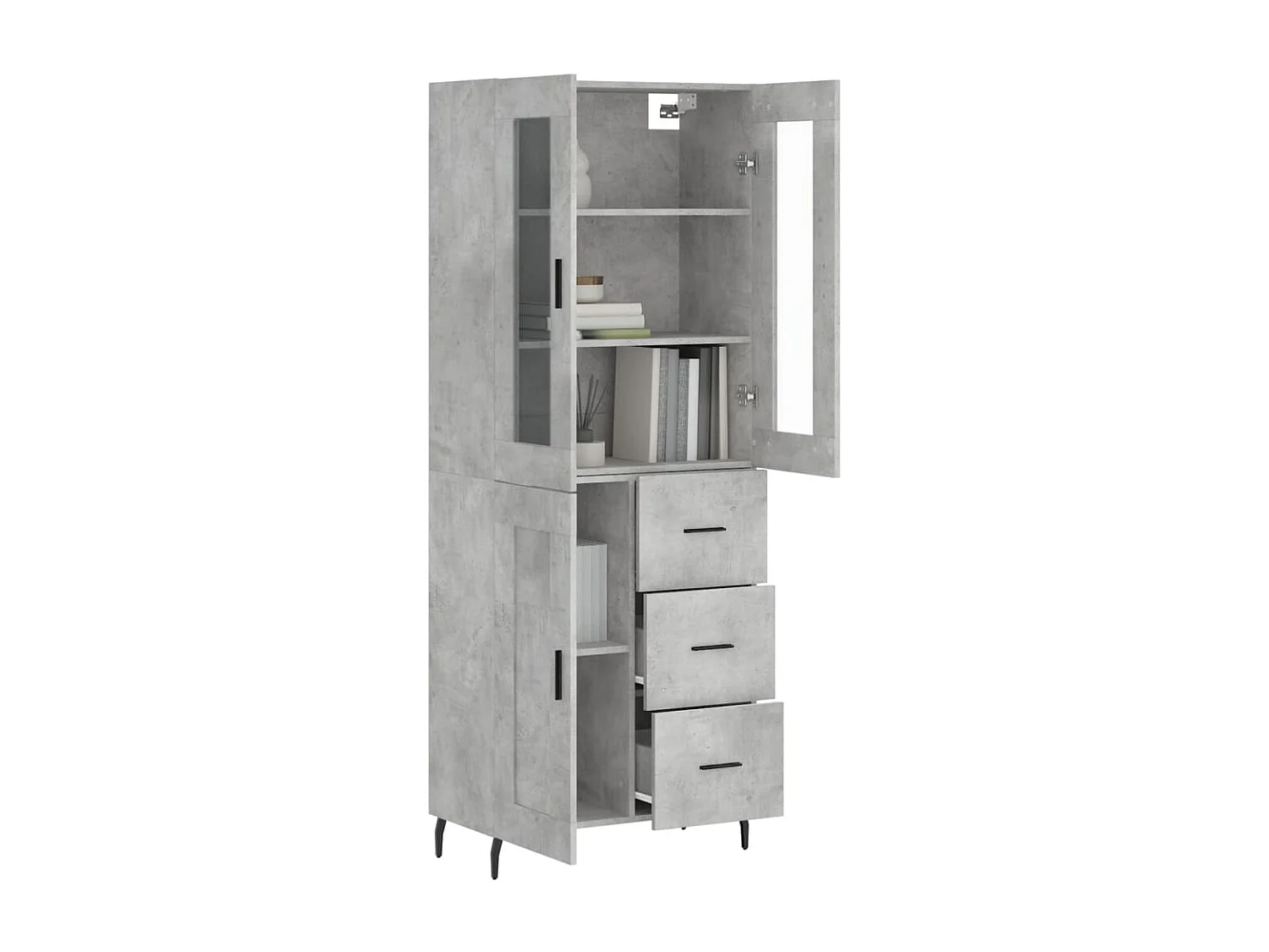 Aparador alto madera contrachapada gris hormigón 69,5x34x180 cm ES21285