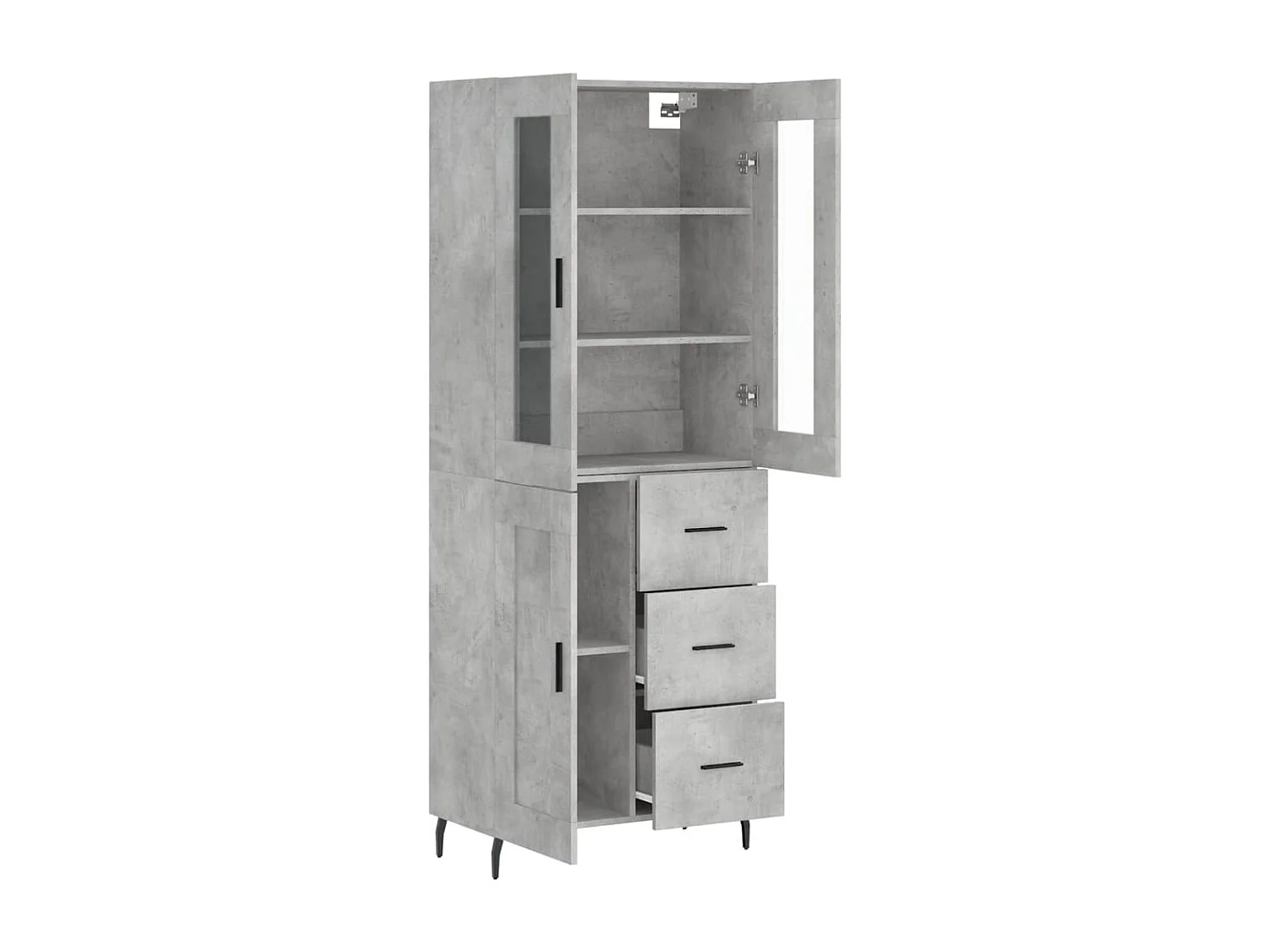Aparador alto madera contrachapada gris hormigón 69,5x34x180 cm ES21285