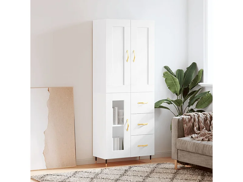 Aparador alto 69,5x34x180 cm derivados de madeira branco PT896553