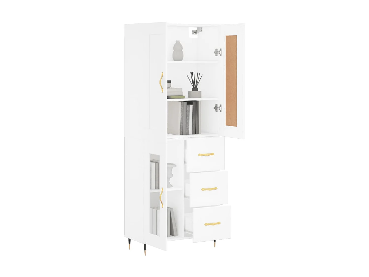 Aparador alto 69,5x34x180 cm derivados de madeira branco PT896553