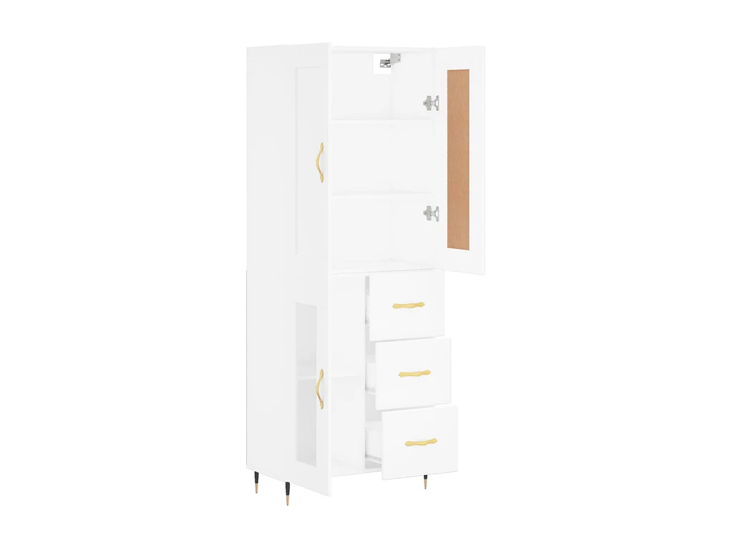 Aparador alto 69,5x34x180 cm derivados de madeira branco PT896553