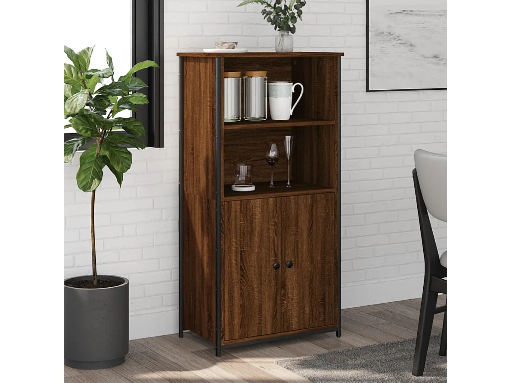 Highboard,Kommode Braun Eichen-Optik 62x36x121,5 cm Holzwerkstoff -gkd598936
