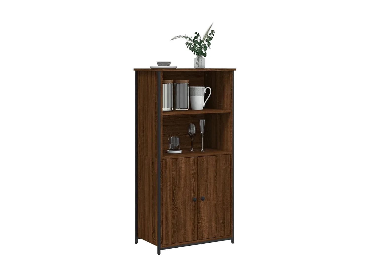 Highboard,Kommode Braun Eichen-Optik 62x36x121,5 cm Holzwerkstoff -gkd598936