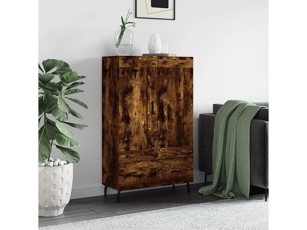 Highboard,Kommode Räuchereiche 69,5x31x115 cm Holzwerkstoff -gkd342869