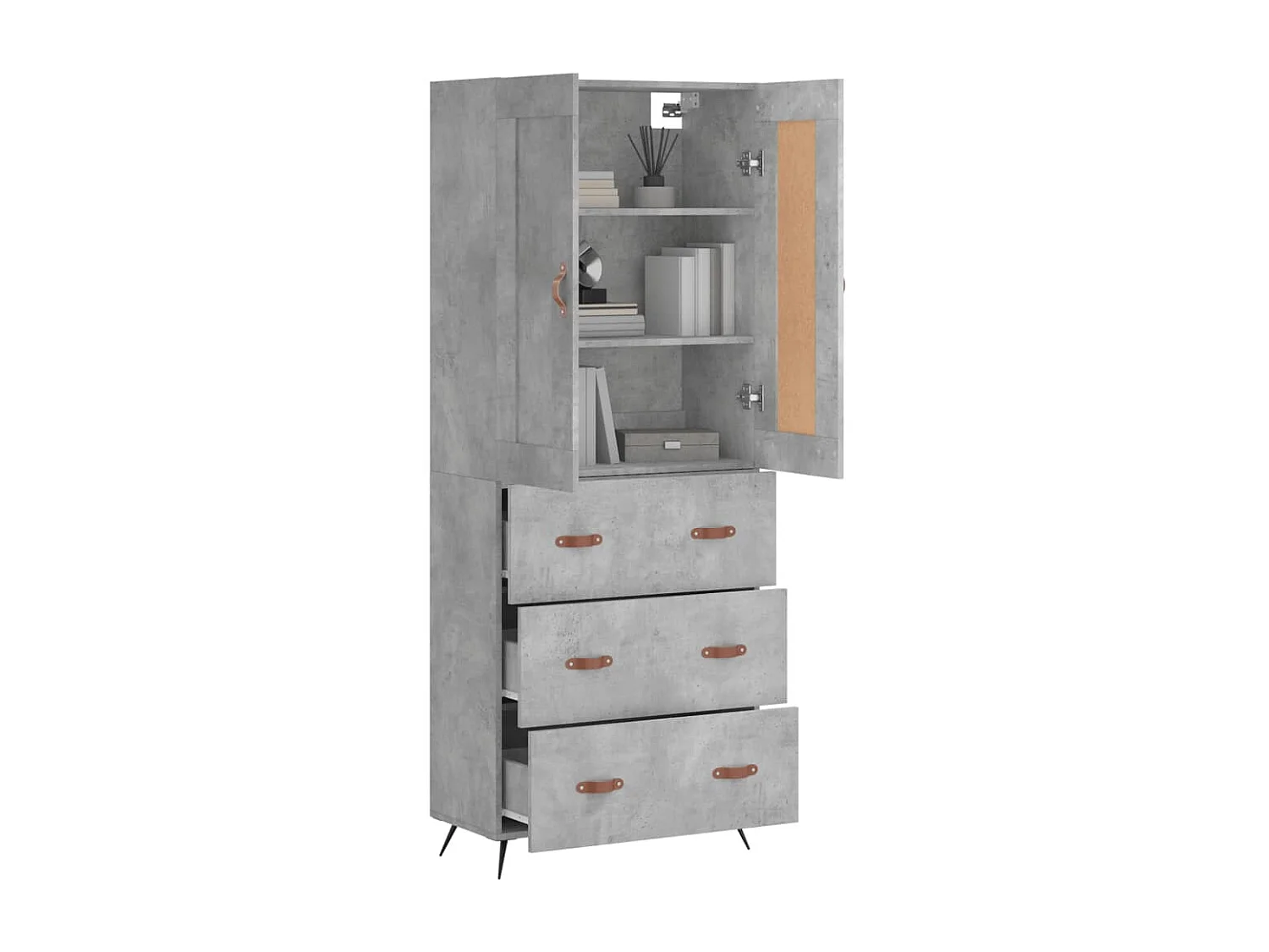 Aparador alto 69,5x34x180 cm derivados de madeira cinza cimento PT633518