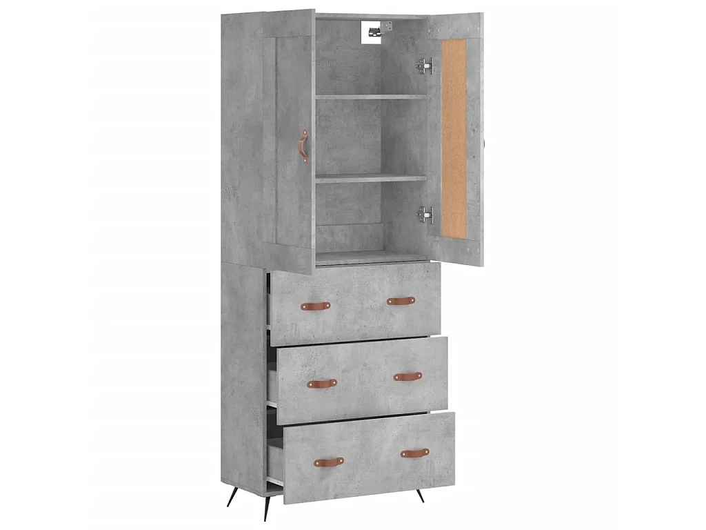 Aparador alto 69,5x34x180 cm derivados de madeira cinza cimento PT633518