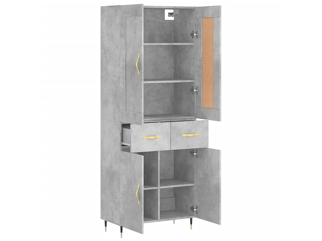 Aparador alto madera contrachapada gris hormigón 69,5x34x180 cm ES14477
