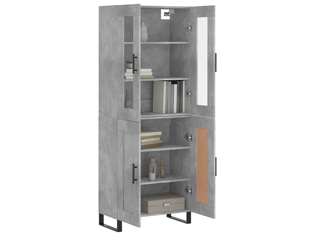 Hoge kast 69,5x34x180 cm bewerkt hout betongrijs NL834770