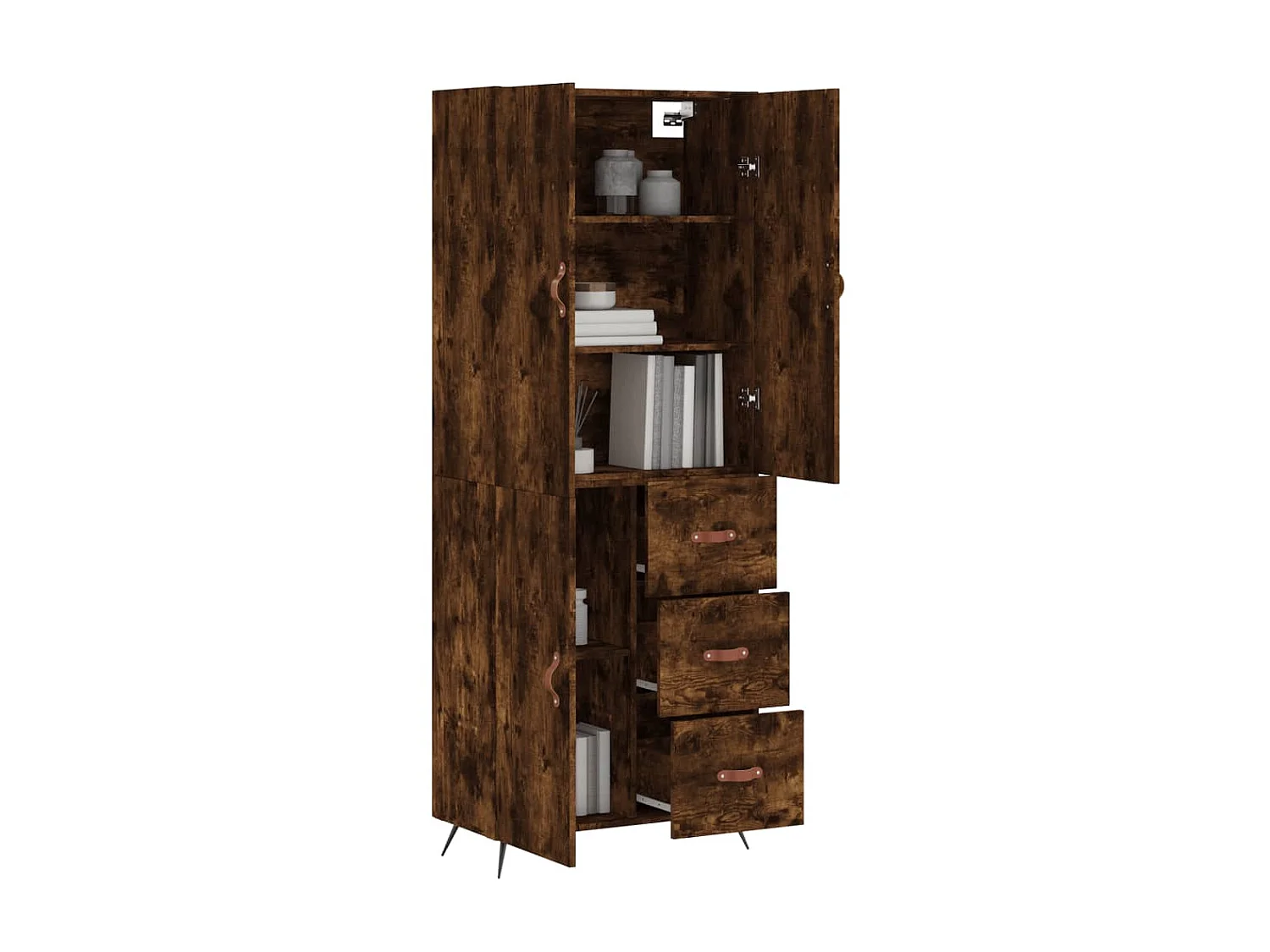 Aparador alto 69,5x34x180 cm madeira processada carvalho fumado PT278430