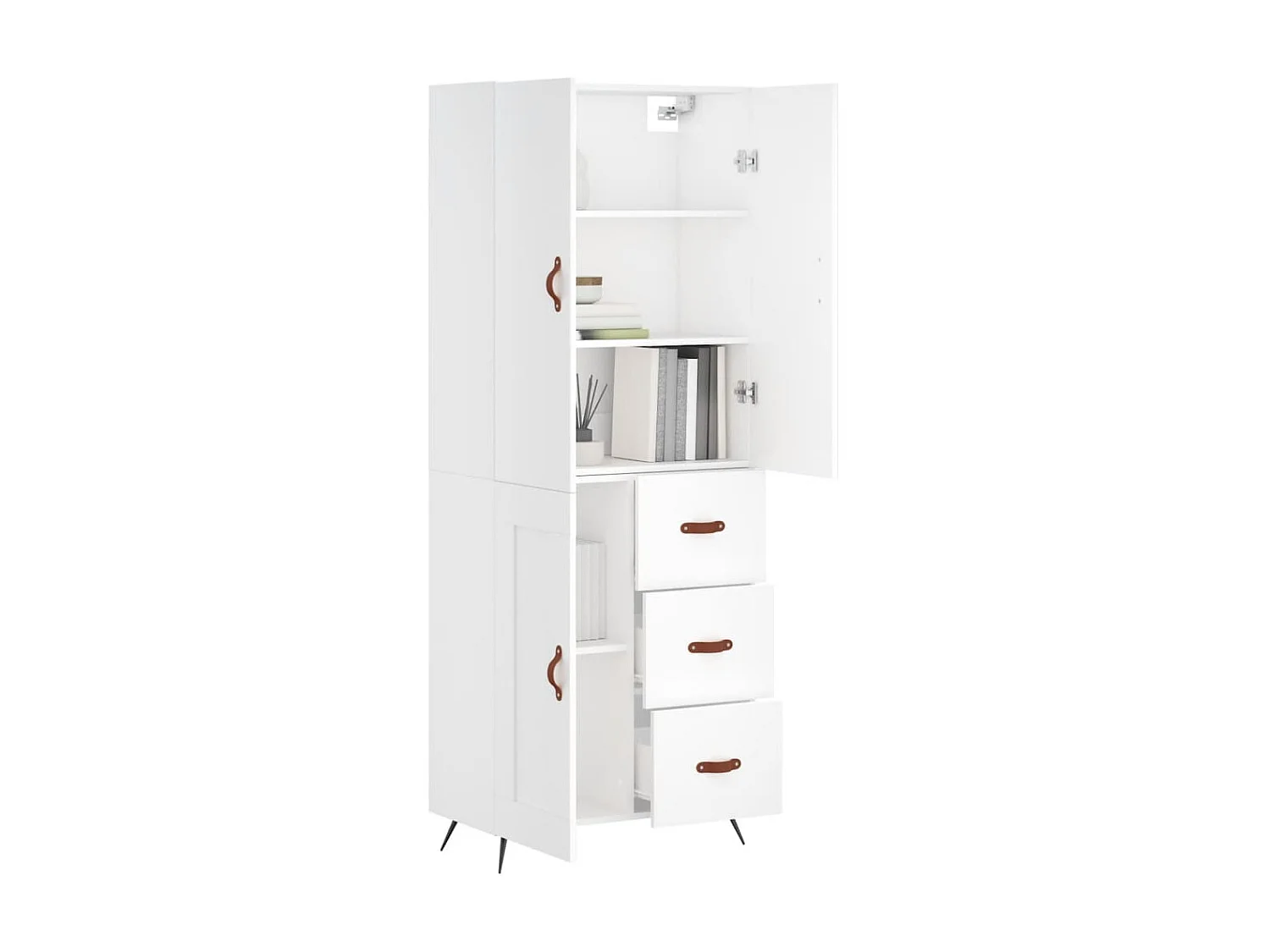 Aparador alto madera contrachapada blanco 69,5x34x180 cm ES12360