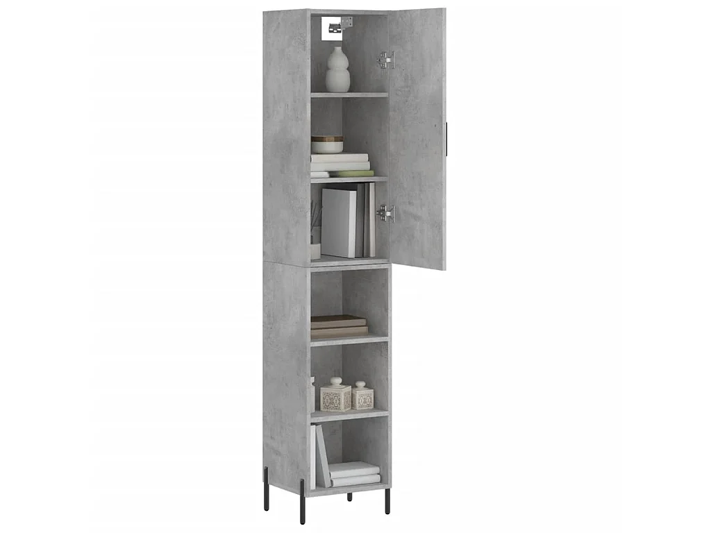 Buffet haut Gris béton 34,5x34x180 cm Bois d'ingénierie QWE11508