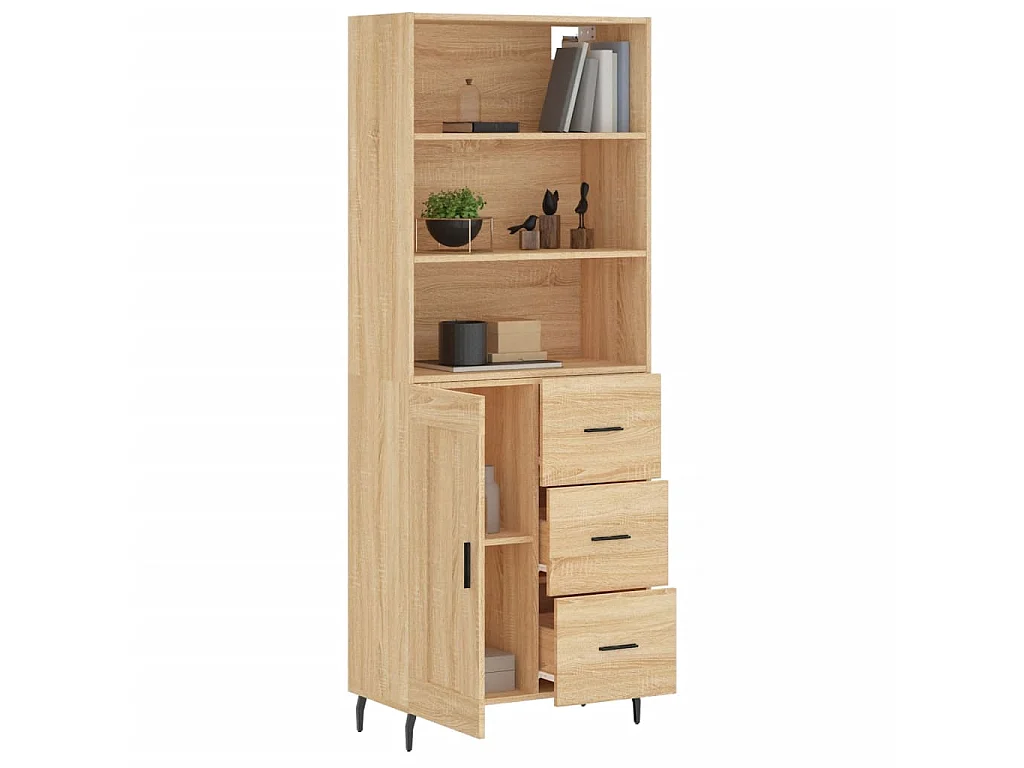 Buffet haut Chêne sonoma 69,5x34x180 cm Bois d'ingénierie QWE59527