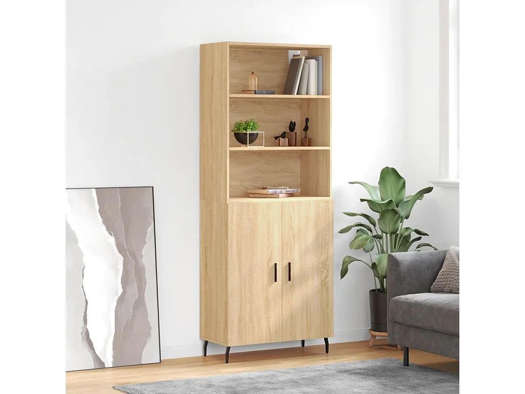 Highboard,Kommode Sonoma-Eiche 69,5x34x180 cm Holzwerkstoff -gkd741358