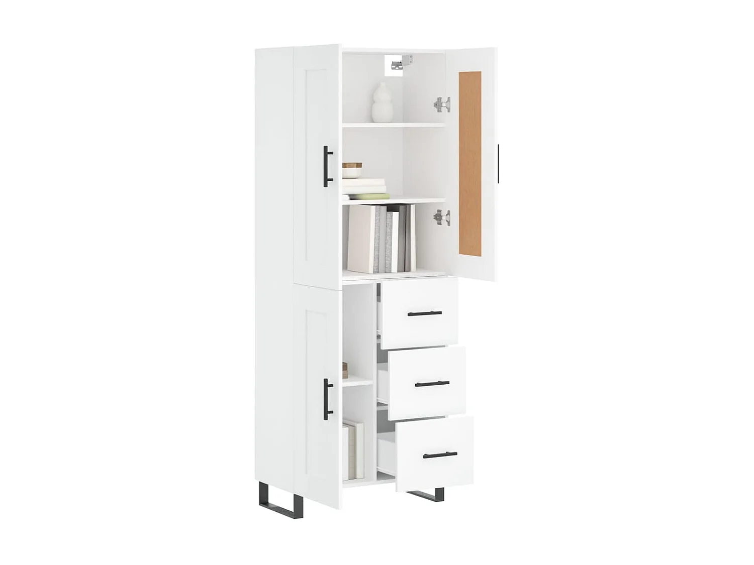 Buffet haut Blanc 69,5x34x180 cm Bois d'ingénierie QWE81761