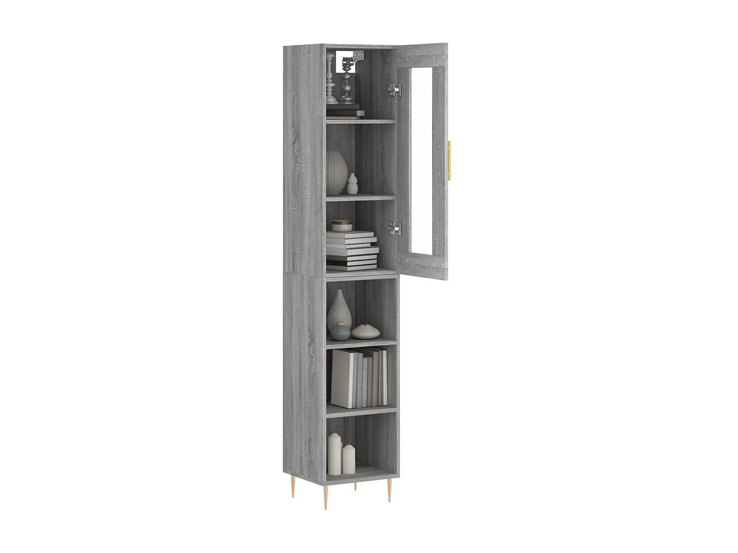 Highboard,Kommode Grau Sonoma 34,5x34x180 cm Holzwerkstoff -gkd204969