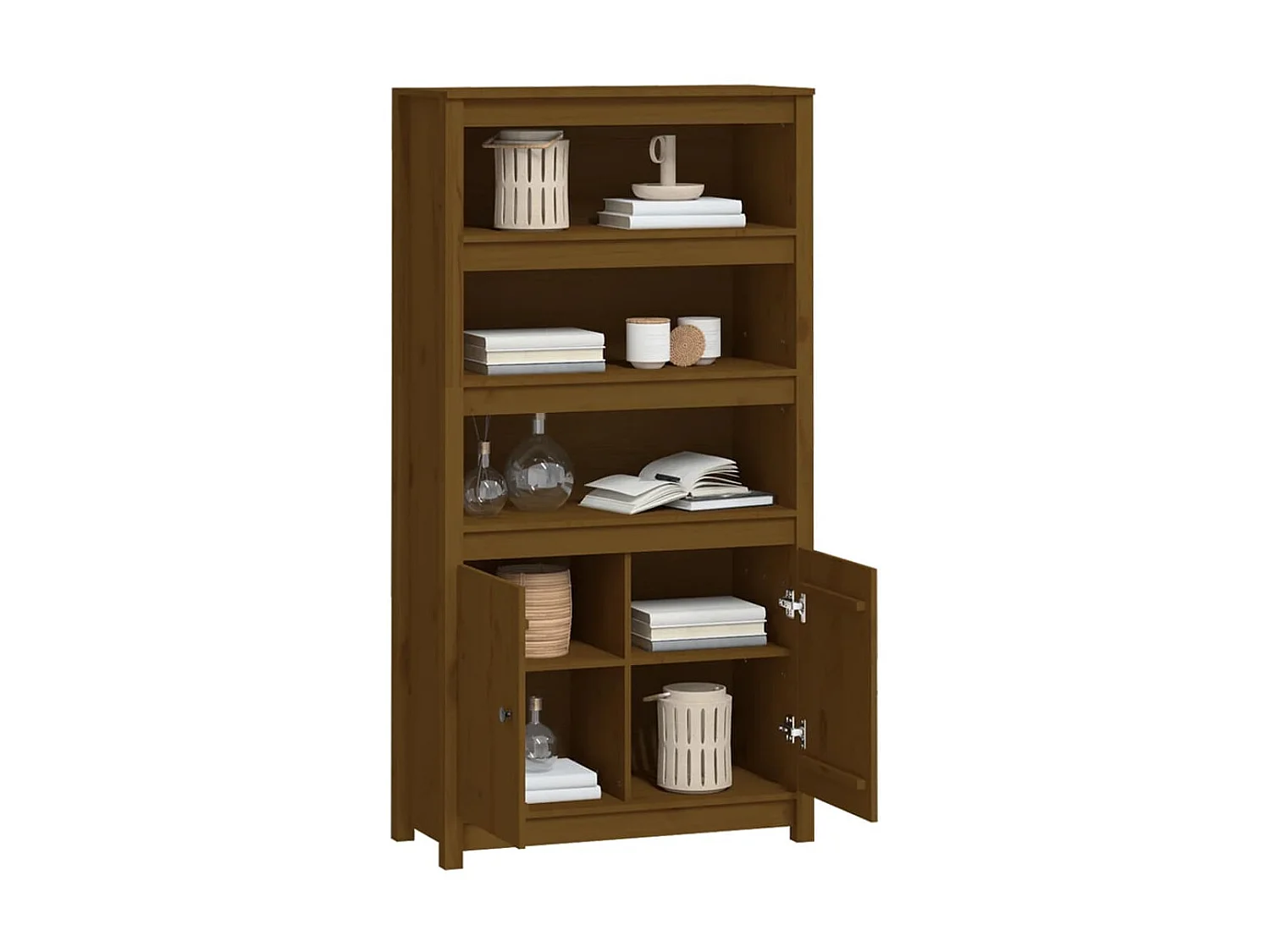 Highboard,Kommode Honigbraun 80x35x154 cm Massivholz Kiefer -gkd639500