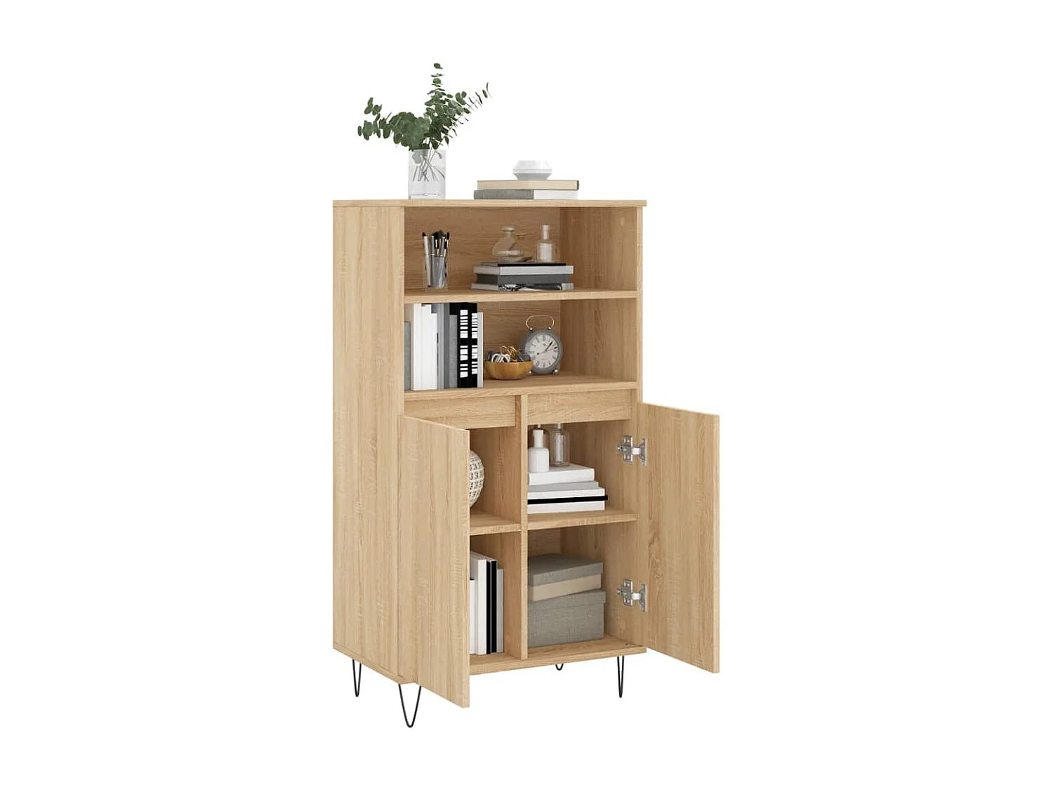 Aparador alto madera contrachapada color roble 60x36x110 cm ES99905