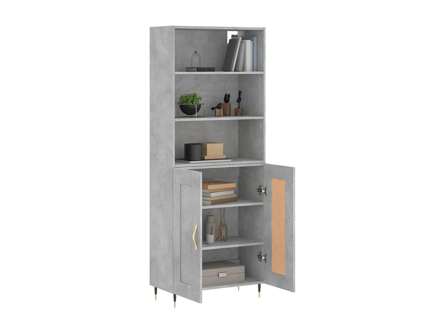 Buffet haut Gris béton 69,5x34x180 cm Bois d'ingénierie QWE69121