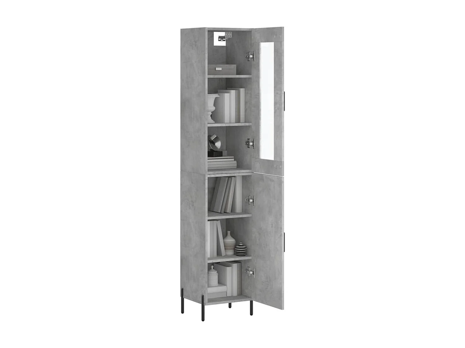 Buffet haut Gris béton 34,5x34x180 cm Bois d'ingénierie QWE19189