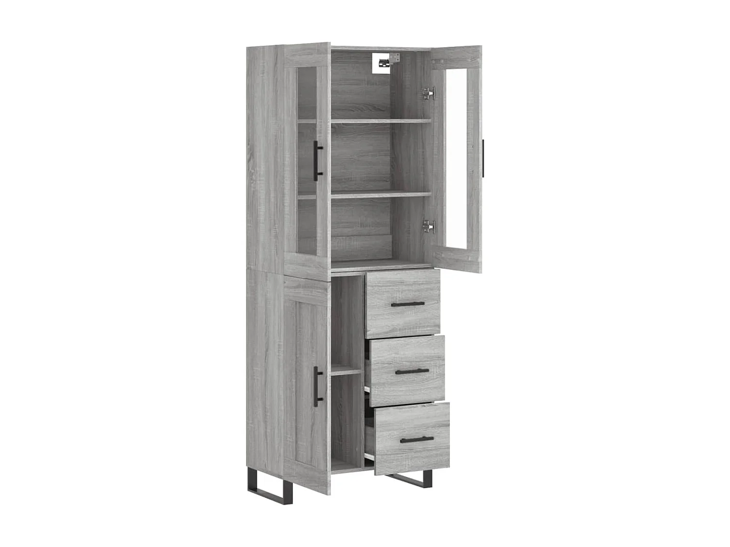 Aparador alto madera contrachapada gris sonoma 69,5x34x180 cm ES349434