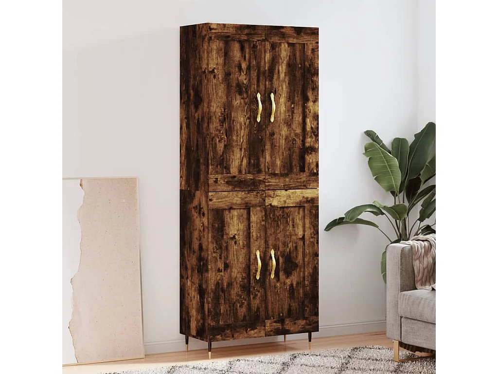 Aparador alto madera contrachapada roble ahumado 69,5x34x180 cm ES30392