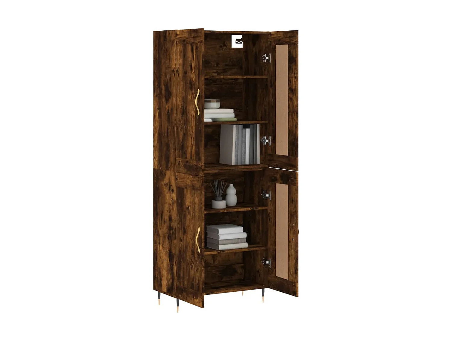 Aparador alto madera contrachapada roble ahumado 69,5x34x180 cm ES30392