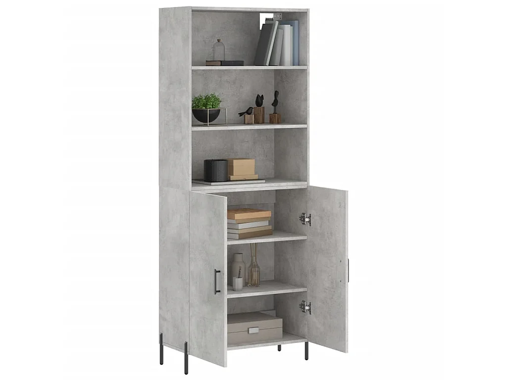 Highboard,Kommode Betongrau 69,5x34x180 cm Holzwerkstoff -gkd383410