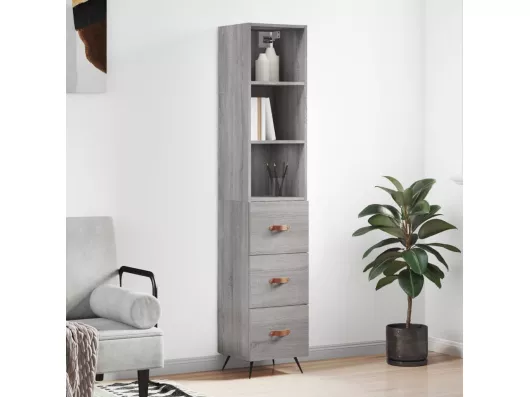 Kauf Unique Highboard,Kommode Grau Sonoma 34,5x34x180 cm Holzwerkstoff -gkd595390