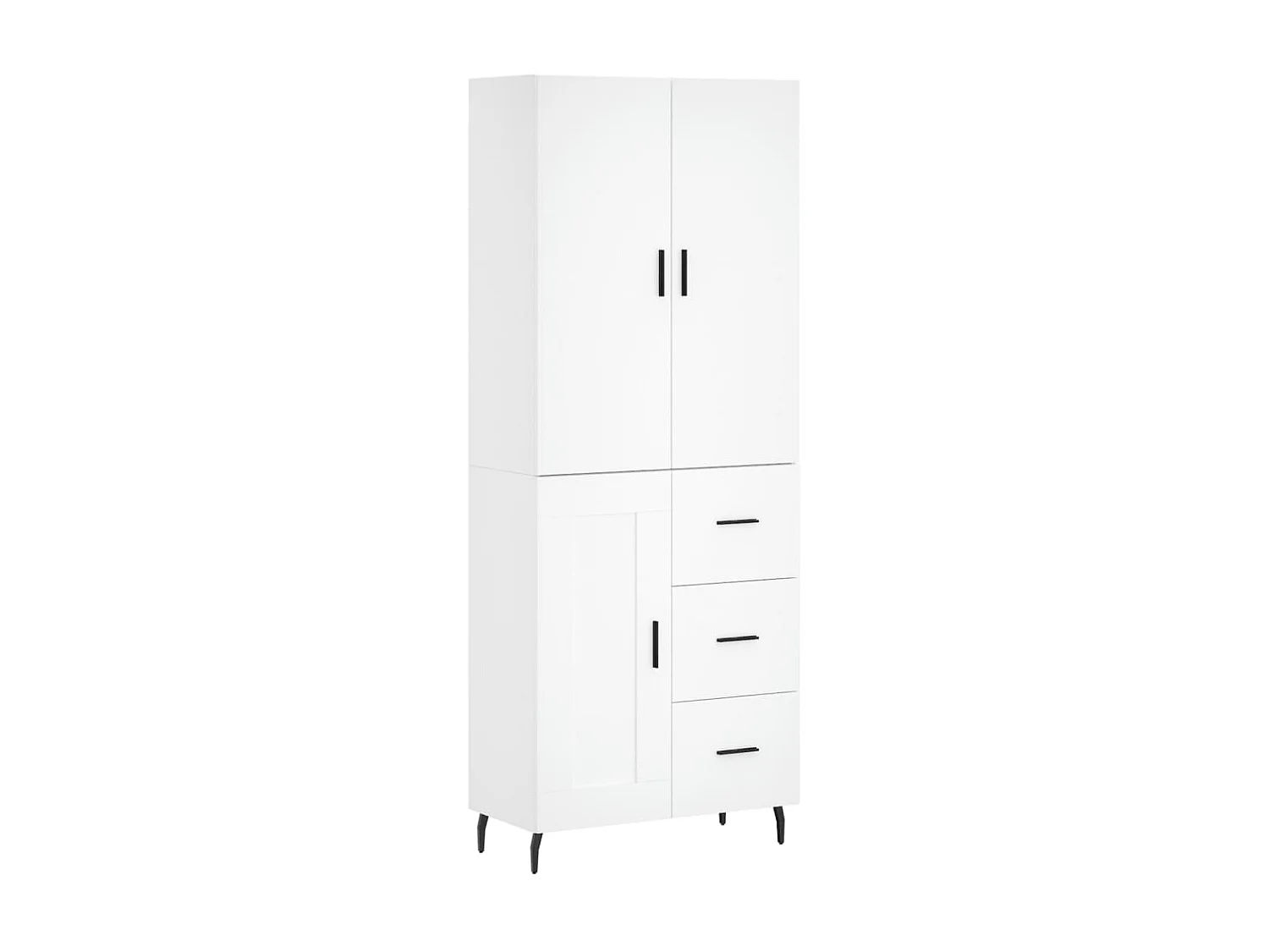 Hoge kast 69,5x34x180 cm bewerkt hout wit NL229974