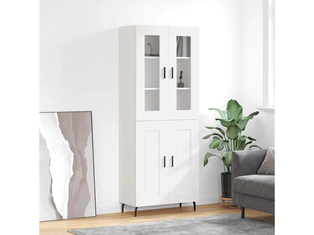 Aparador alto 69,5x34x180 cm derivados de madeira branco PT847667