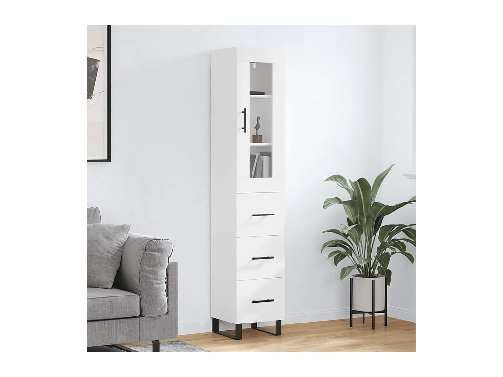 Buffet haut Blanc 34,5x34x180 cm Bois d'ingénierie QWE95044