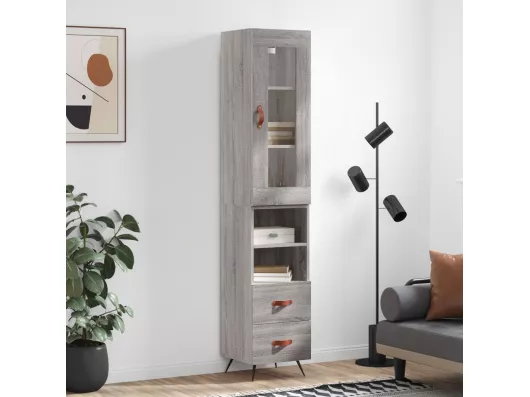 Kauf Unique Highboard,Kommode Grau Sonoma 34,5x34x180 cm Holzwerkstoff -gkd933385