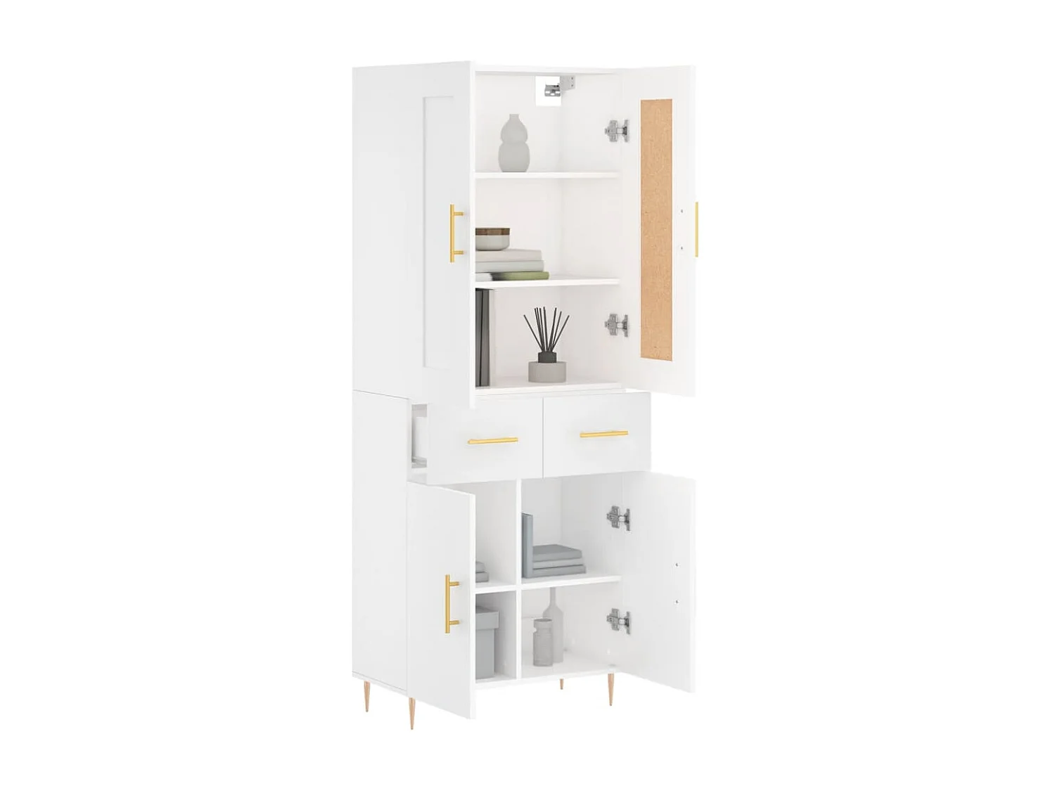 Highboard,Kommode Weiß 69,5x34x180 cm Holzwerkstoff -gkd28331