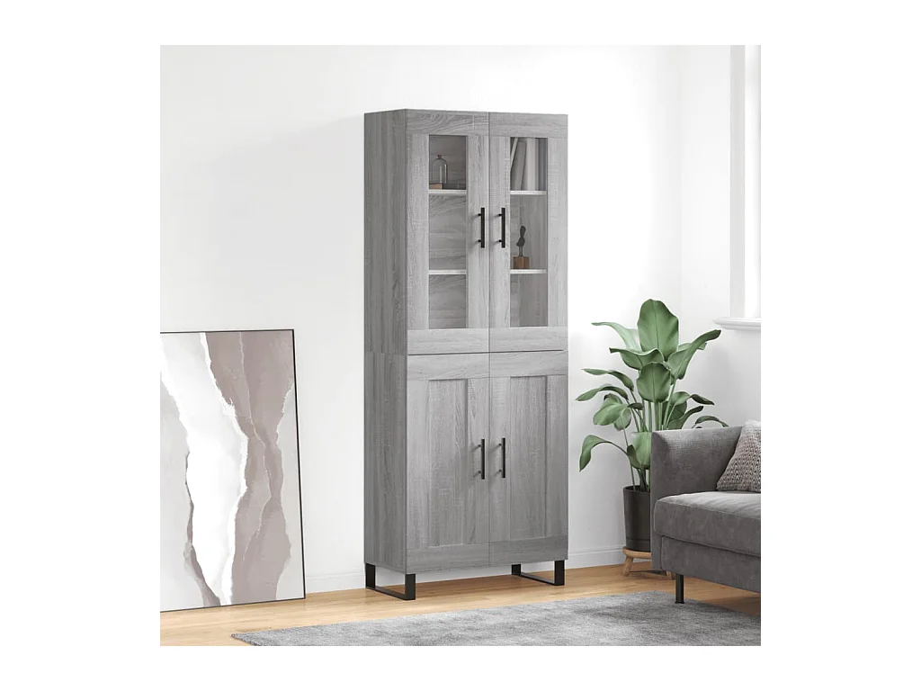 Buffet haut Sonoma gris 69,5x34x180 cm Bois d'ingénierie QWE41529
