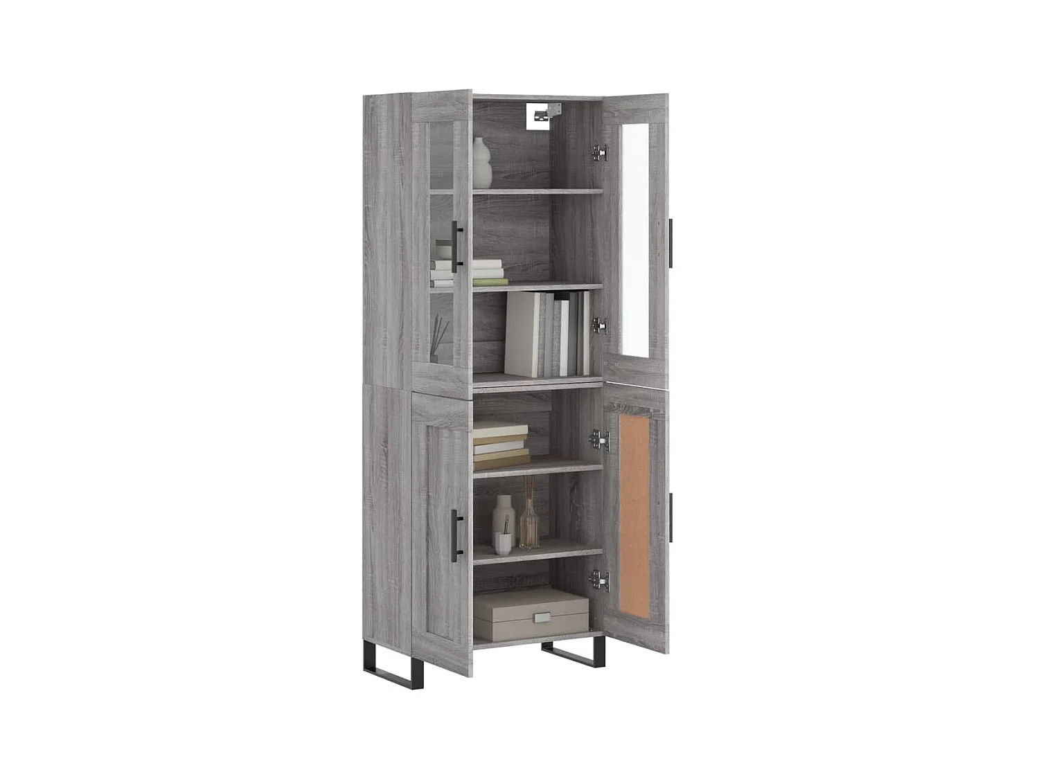 Buffet haut Sonoma gris 69,5x34x180 cm Bois d'ingénierie QWE41529