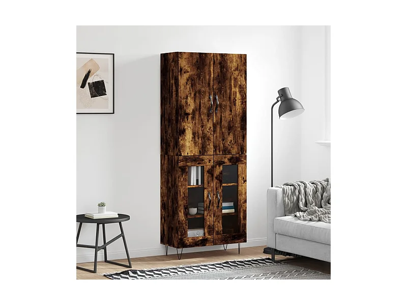 Aparador alto 69,5x34x180 cm madeira processada carvalho fumado PT798744