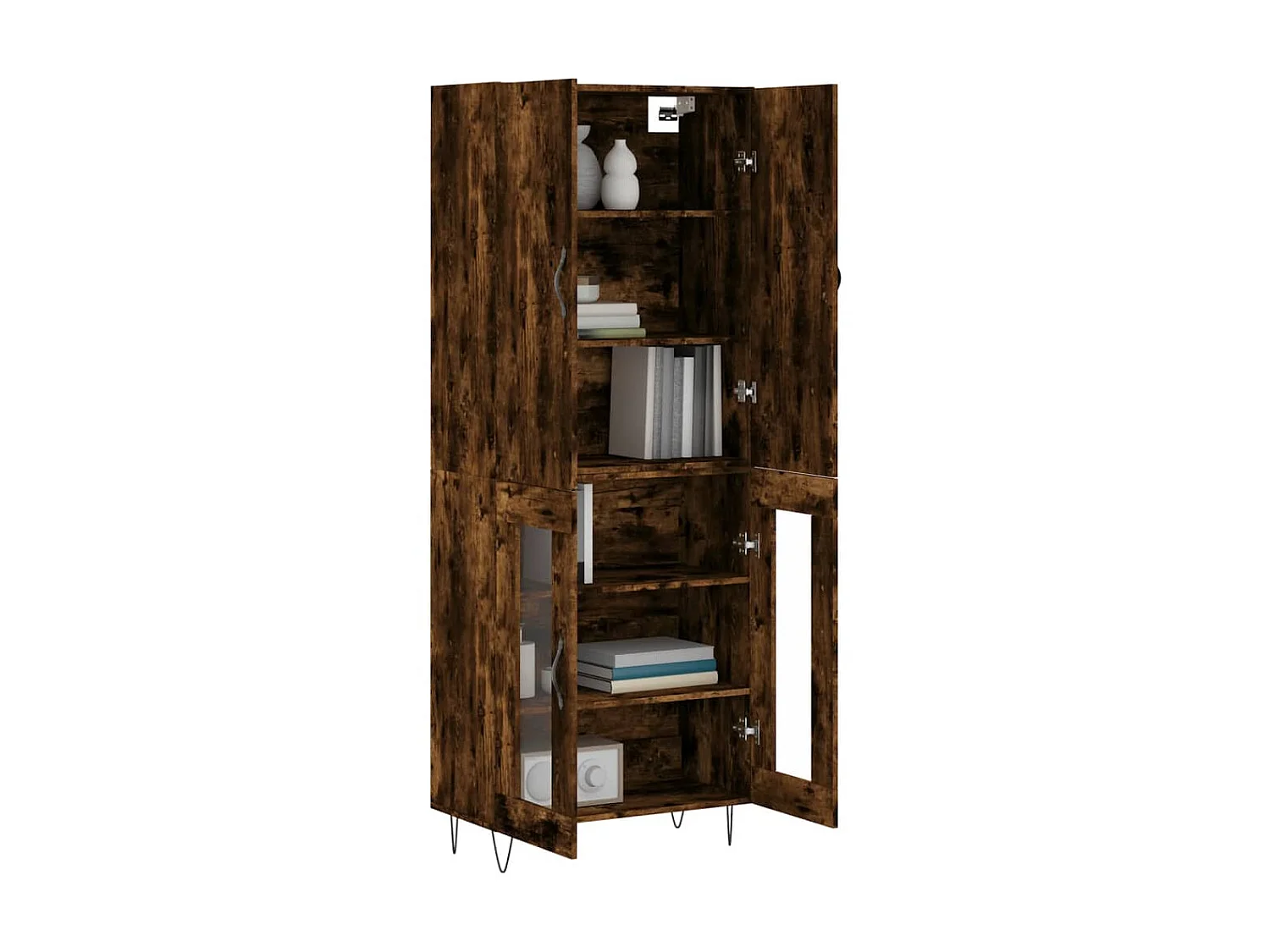 Buffet haut Chêne fumé 69,5x34x180 cm Bois d'ingénierie QWE14709